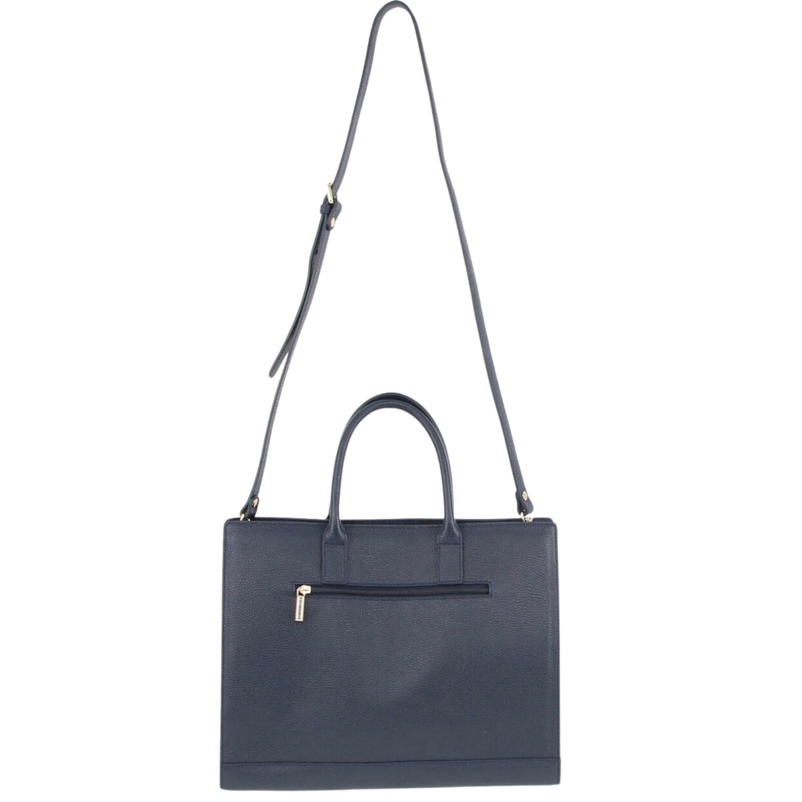 Morrissey Italian Structured Leather Tote Unisex Computer Bag Handbag - Navy V563-MO-3158_NVY