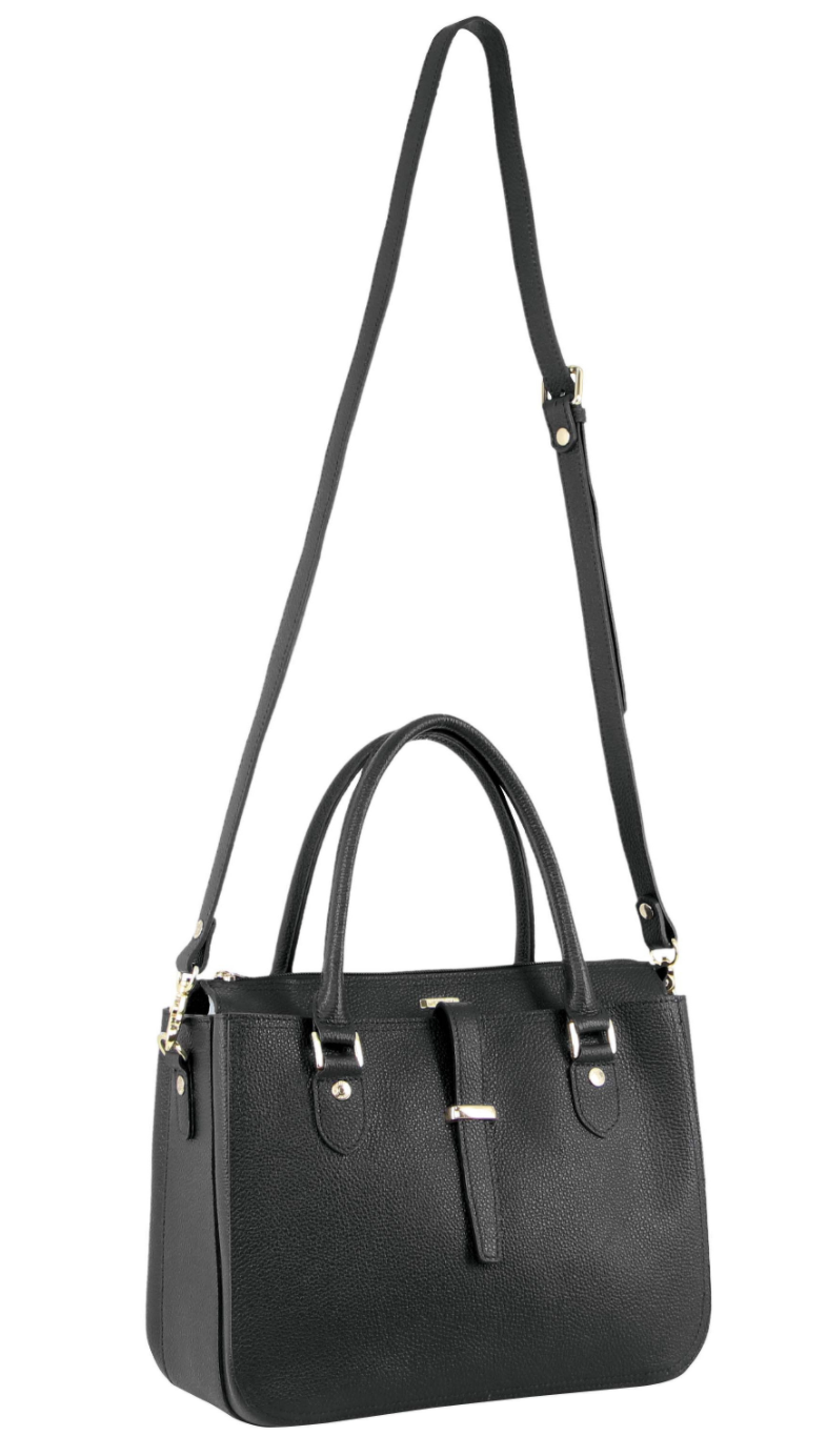 Morrissey Italian Womens Structured Leather Handbag Ladies Bag - Black V563-MO-3159-BLK
