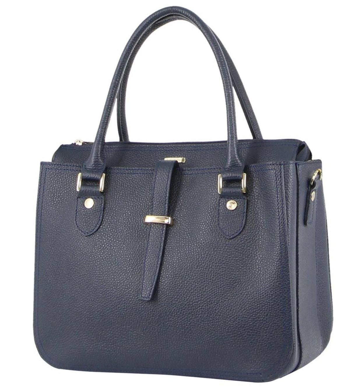 Morrissey Italian Womens Structured Leather Handbag Ladies Bag - Navy V563-MO-3159-NAVY