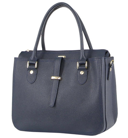 Morrissey Italian Womens Structured Leather Handbag Ladies Bag - Navy V563-MO-3159-NAVY