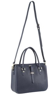 Morrissey Italian Womens Structured Leather Handbag Ladies Bag - Navy V563-MO-3159-NAVY