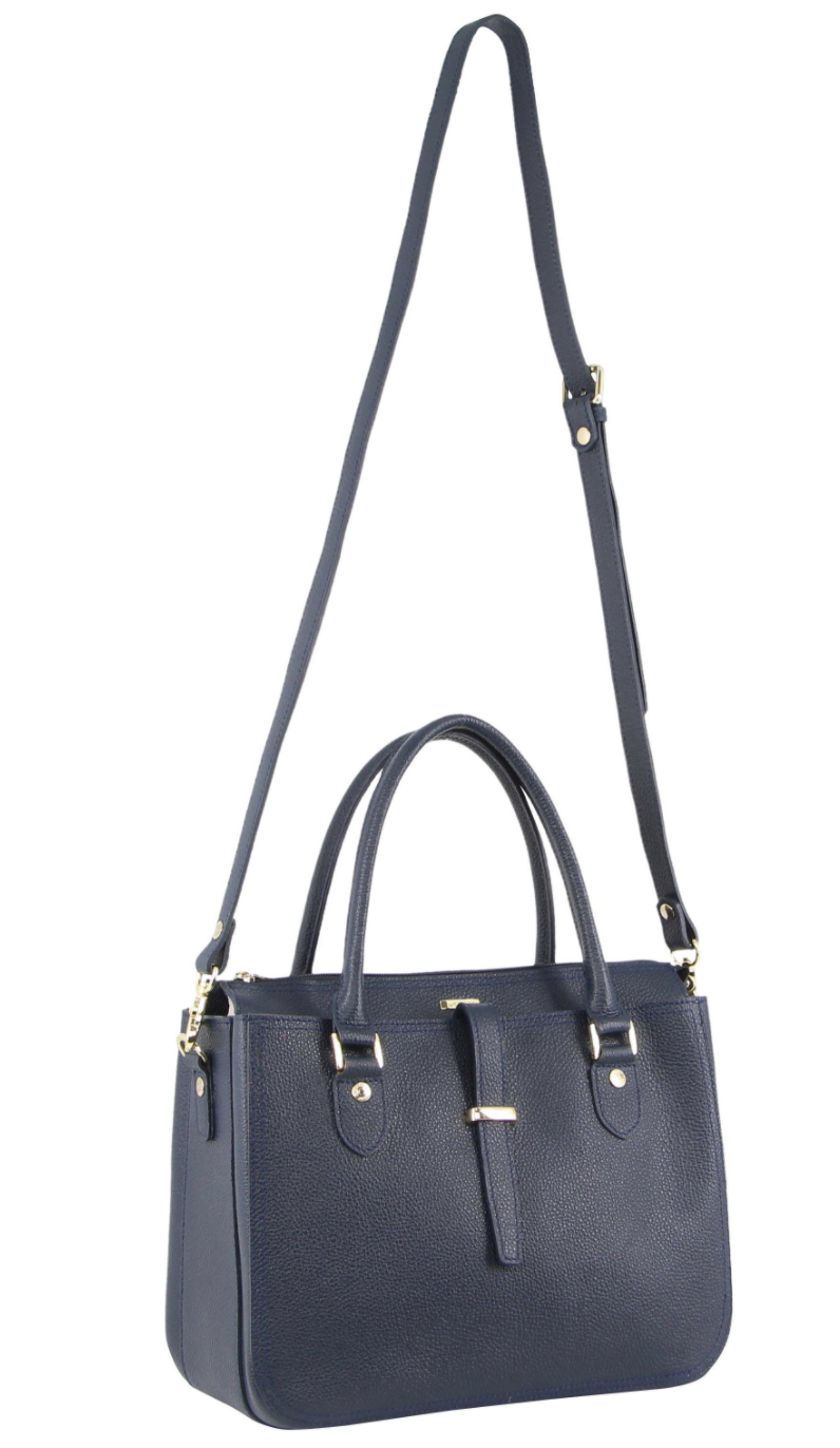 Morrissey Italian Womens Structured Leather Handbag Ladies Bag - Navy V563-MO-3159-NAVY