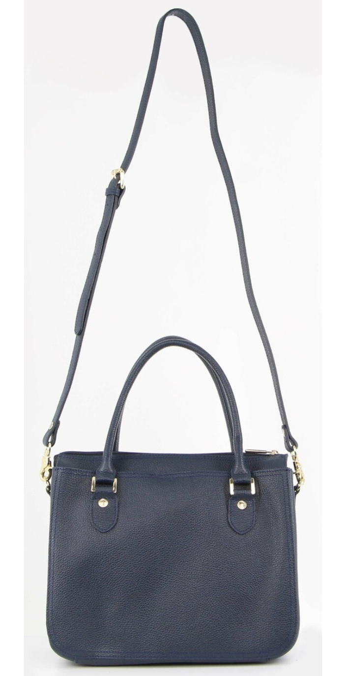 Morrissey Italian Womens Structured Leather Handbag Ladies Bag - Navy V563-MO-3159-NAVY