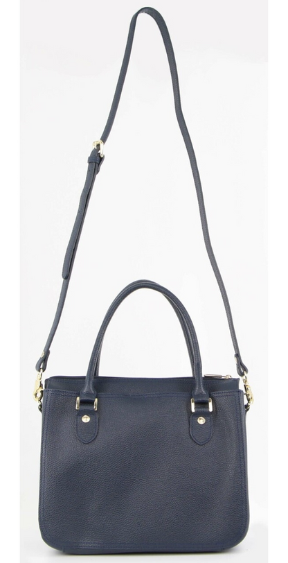 Morrissey Italian Womens Structured Leather Handbag Ladies Bag - Navy V563-MO-3159-NAVY