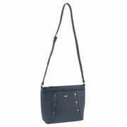 Morrissey Italian Womens Structured Leather Cross Body Handbag Bag Ladies - Navy V563-MO-3163-NAVY