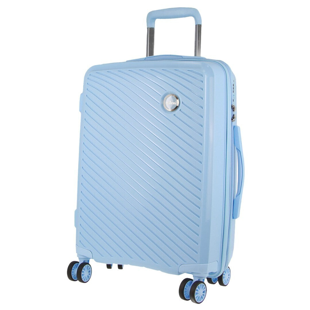 Pierre Cardin Inspired Milleni Cabin Luggage Bag Travel Carry On Suitcase 54cm (39L) - Blue V563-MONACO-CABIN-BLUE