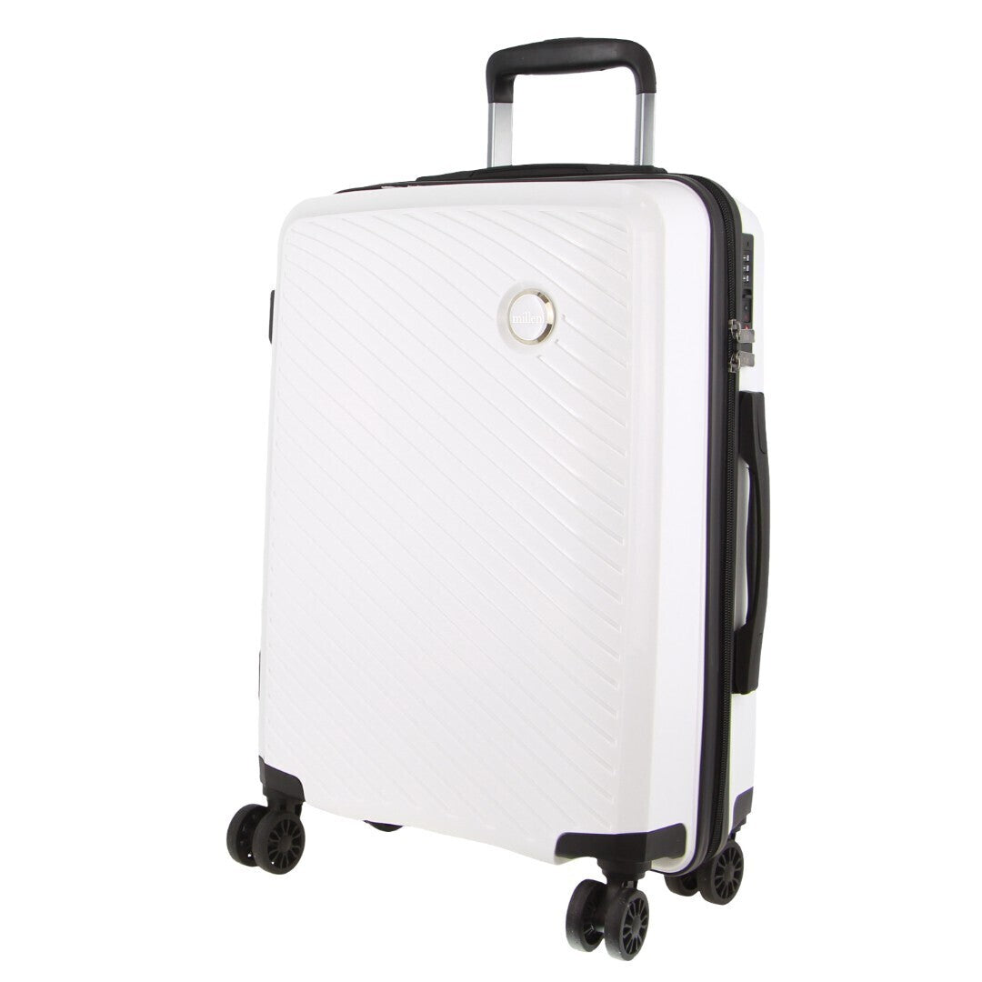 Pierre Cardin Inspired Milleni Cabin Luggage Bag Travel Carry On Suitcase 54cm (39L) - White V563-MONACO-CABIN-WHITE
