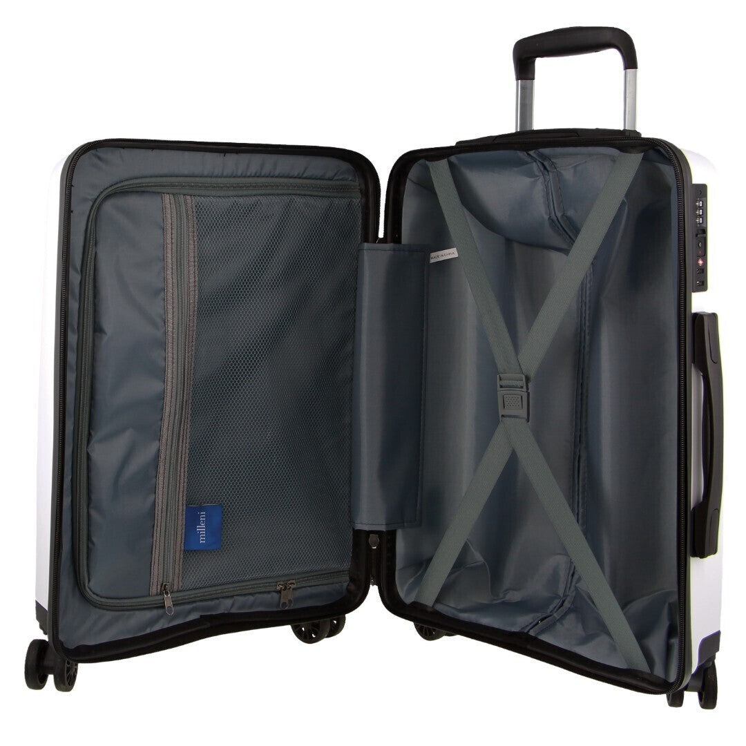 Pierre Cardin Inspired Milleni Cabin Luggage Bag Travel Carry On Suitcase 54cm (39L) - White V563-MONACO-CABIN-WHITE