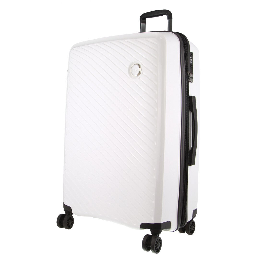 Pierre Cardin Inspired Milleni Checked Luggage Bag Travel Carry On Suitcase 75cm (124L) - White V563-MONACO-LARGE-WHITE