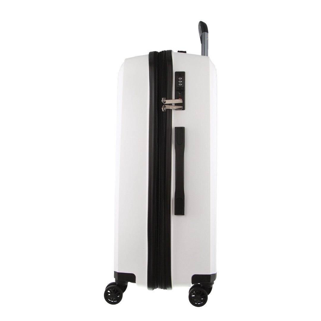 Pierre Cardin Inspired Milleni Checked Luggage Bag Travel Carry On Suitcase 75cm (124L) - White V563-MONACO-LARGE-WHITE