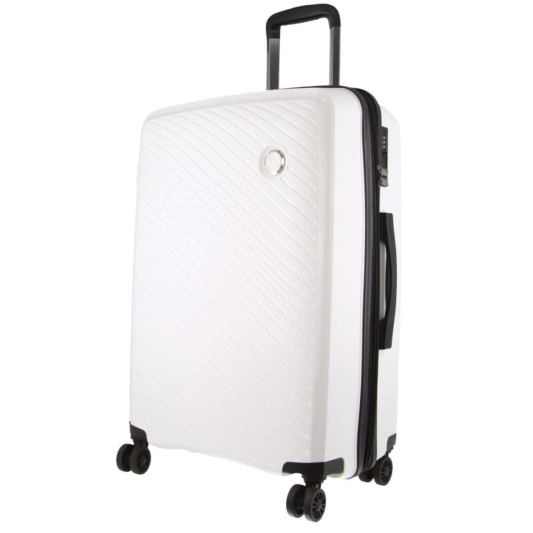 Pierre Cardin Inspired Milleni Checked Luggage Bag Travel Carry On Suitcase 65cm (82.5L) - White V563-MONACO-MEDIUM-WHITE