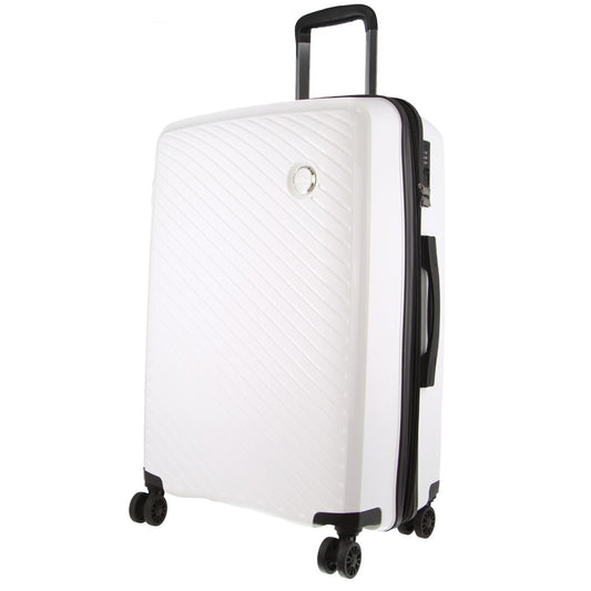 Pierre Cardin Inspired Milleni Checked Luggage Bag Travel Carry On Suitcase 65cm (82.5L) - White V563-MONACO-MEDIUM-WHITE