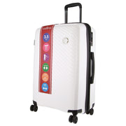 Pierre Cardin Inspired Milleni Checked Luggage Bag Travel Carry On Suitcase 65cm (82.5L) - White V563-MONACO-MEDIUM-WHITE
