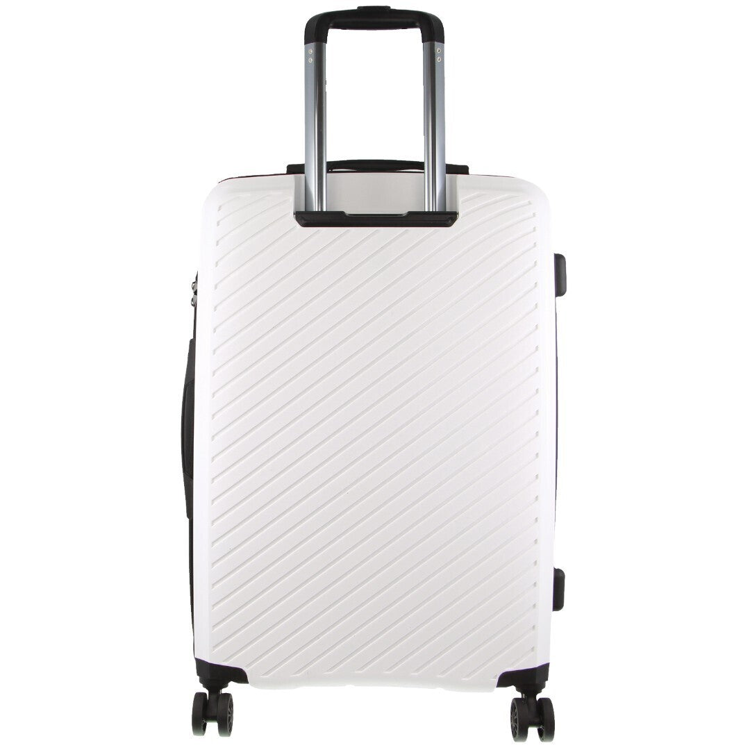 Pierre Cardin Inspired Milleni Checked Luggage Bag Travel Carry On Suitcase 65cm (82.5L) - White V563-MONACO-MEDIUM-WHITE