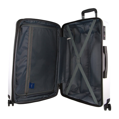 Pierre Cardin Inspired Milleni Checked Luggage Bag Travel Carry On Suitcase 65cm (82.5L) - White V563-MONACO-MEDIUM-WHITE