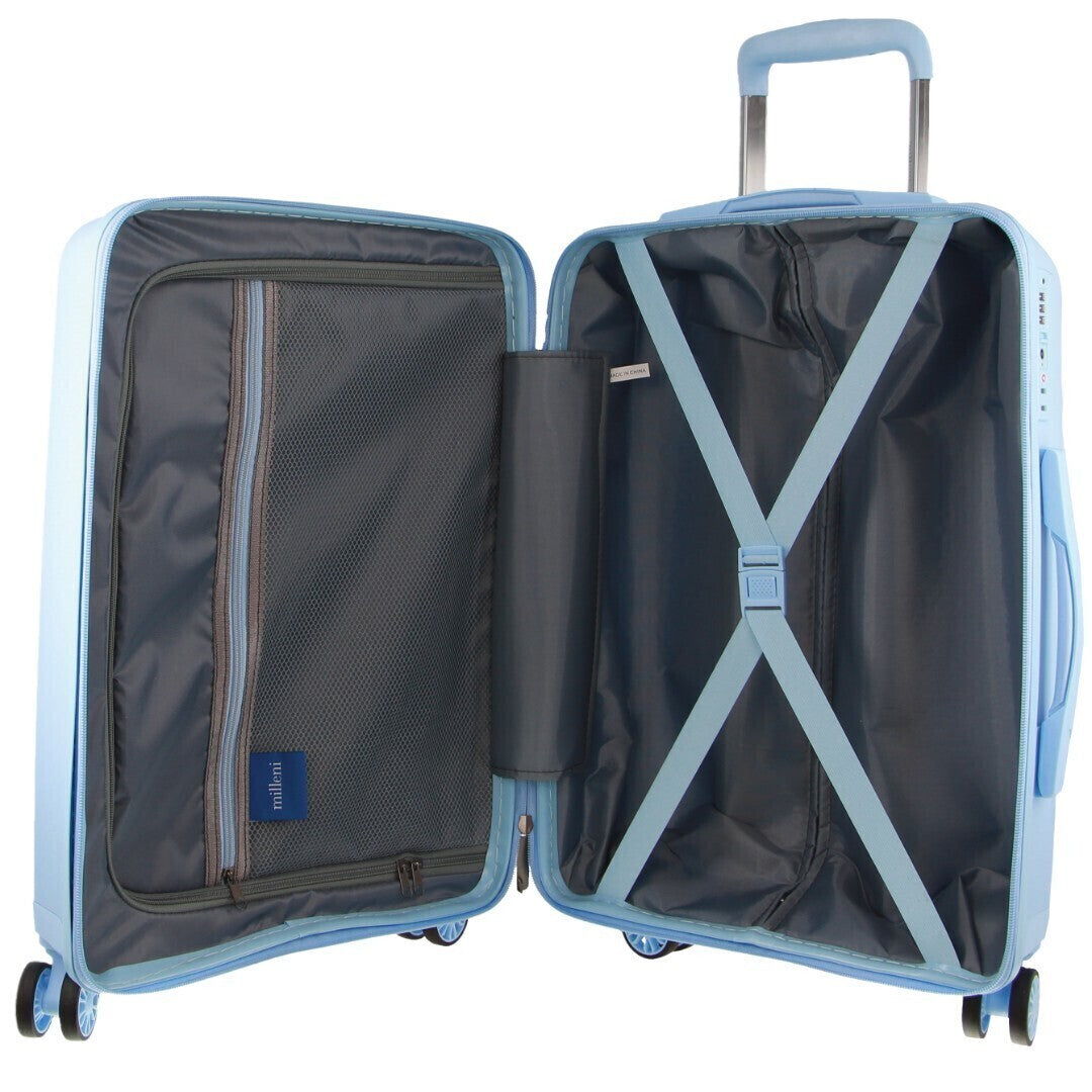 Pierre Cardin Inspired Milleni Luggage Bag Large in Blue + Milleni Waist Bag (2 Items) V563-MONACOLARGEBLUE_FREEBAG