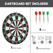 12" Dartboard Dart Board with Steel Darts Professional Competition Party Game V563-MS2030
