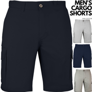 Mens Cargo Shorts 100% Cotton Casual Work Wear Half Pants Summer Army Military - Black - 36 (92cm) V563-MS84-BLK-36_92