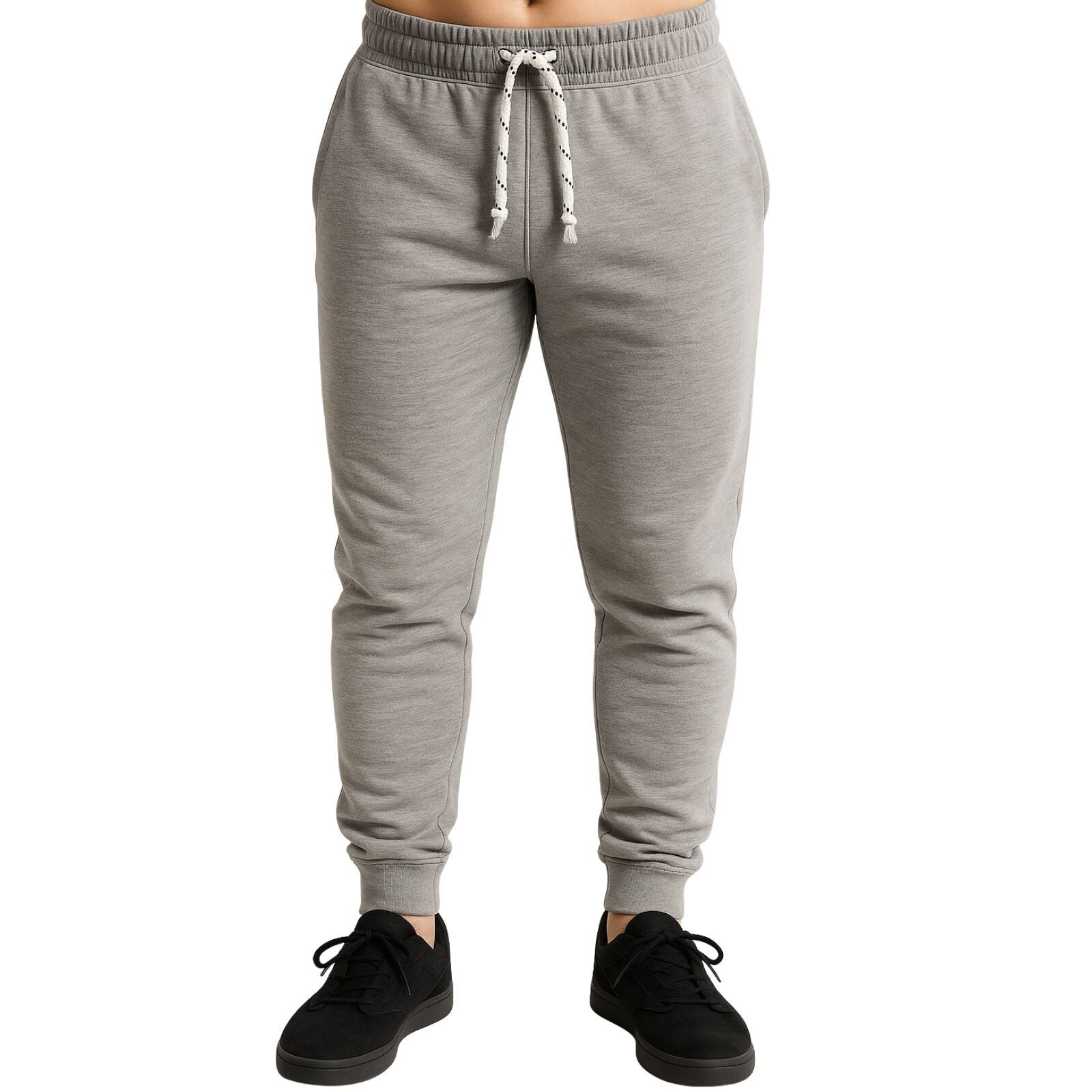 Mens Skinny Track Pants Slim Fit Joggers Gym Cuffed Sports Trousers - Grey - XXL