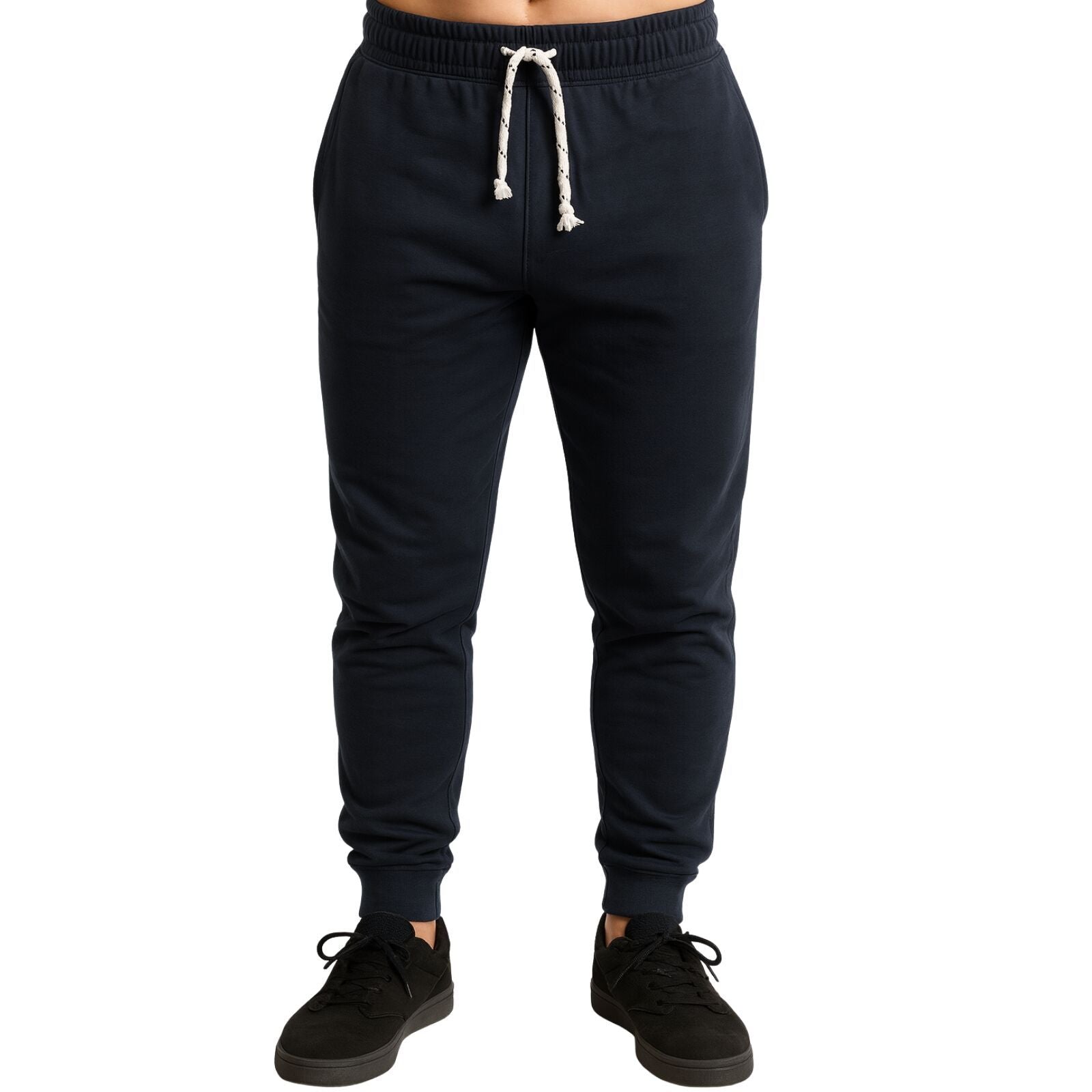 Mens Skinny Track Pants Slim Fit Joggers Gym Cuffed Sports Trousers - Navy - XL V563-MSTPANTS-NVY-POLY-XL