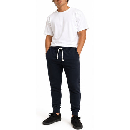Mens Skinny Track Pants Slim Fit Joggers Gym Cuffed Sports Trousers - Navy - XL V563-MSTPANTS-NVY-POLY-XL