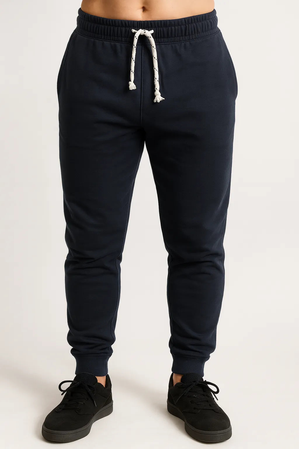 Mens Skinny Track Pants Slim Fit Joggers Gym Cuffed Sports Trousers - Navy - XL V563-MSTPANTS-NVY-POLY-XL