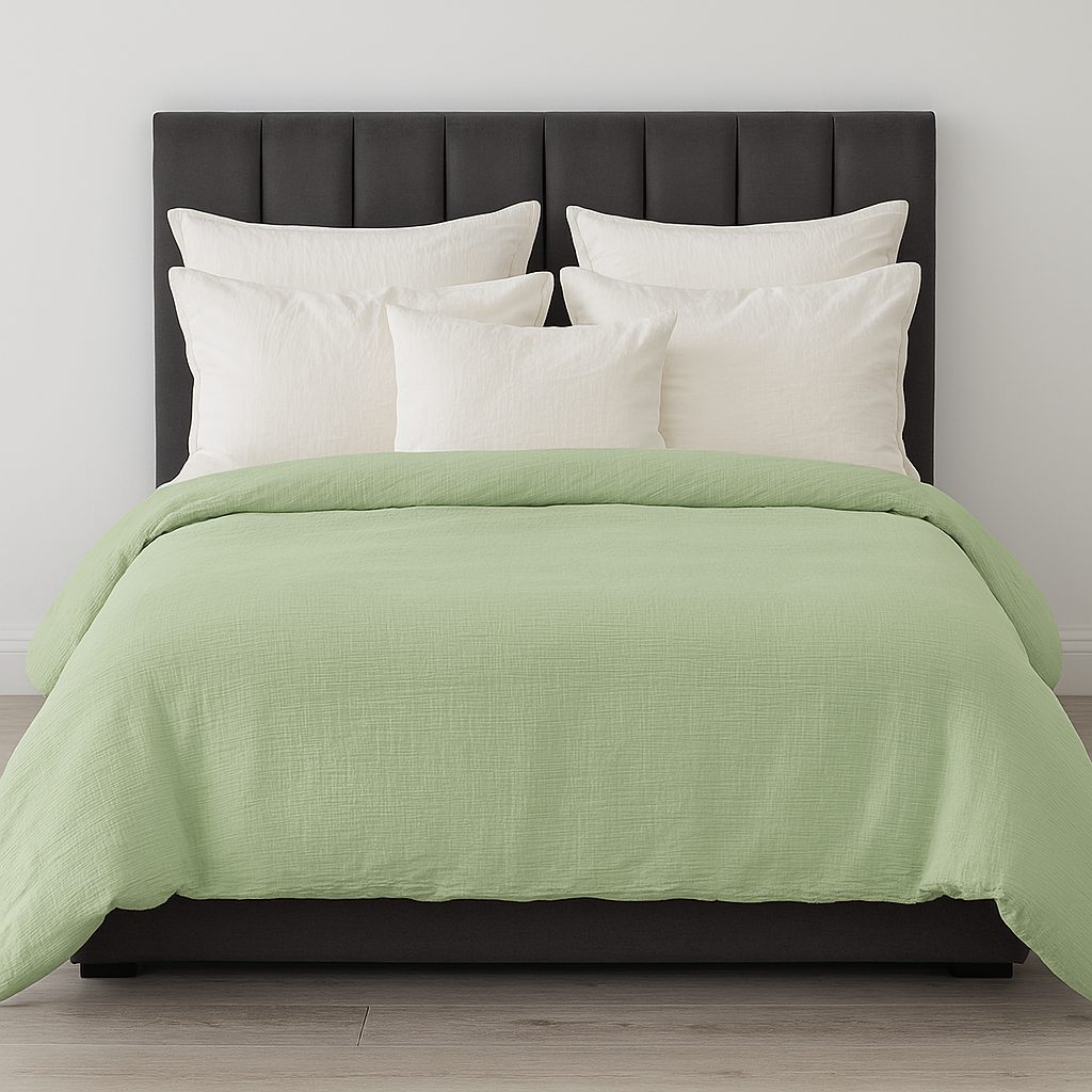 100% Cotton Muslin Duvet Quilt Cover Set w/ 2 Pillow Cases in Pastel Green - Double V563-MUSLIN_DVT_GRN-DOUBLE