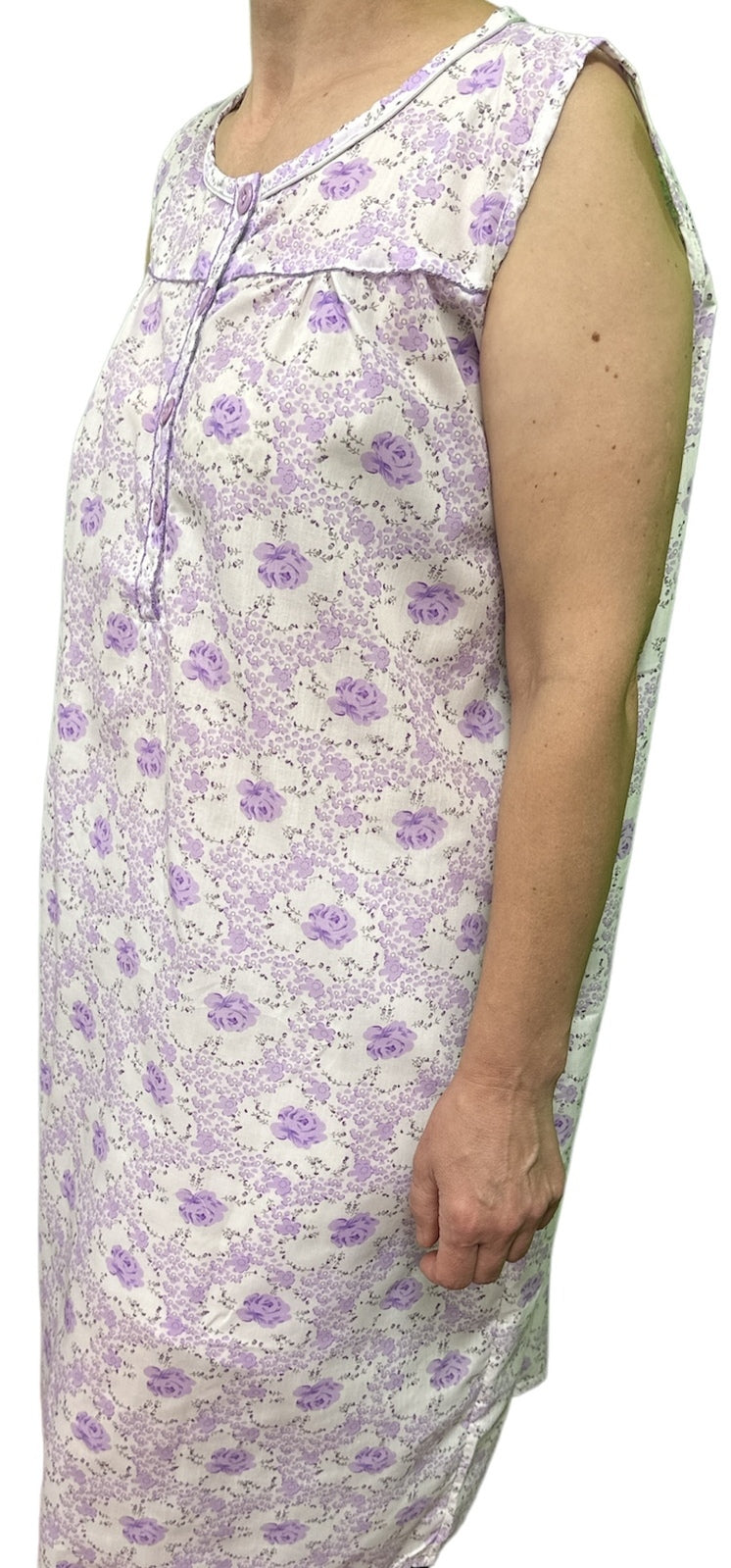Womens 100% Cotton Sleeveless Nightie Gown Night Dress Pyjamas PJ Pajamas Sleep - Lilac - 12 V563-NI-002-LILAC-12