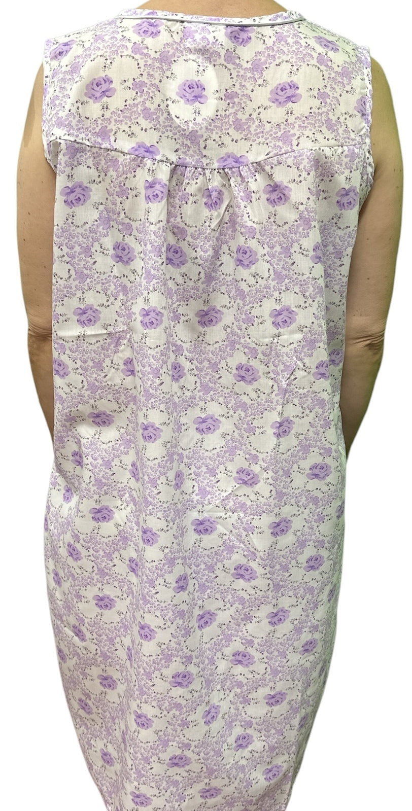 Womens 100% Cotton Sleeveless Nightie Gown Night Dress Pyjamas PJ Pajamas Sleep - Lilac - 14 V563-NI-002-LILAC-14