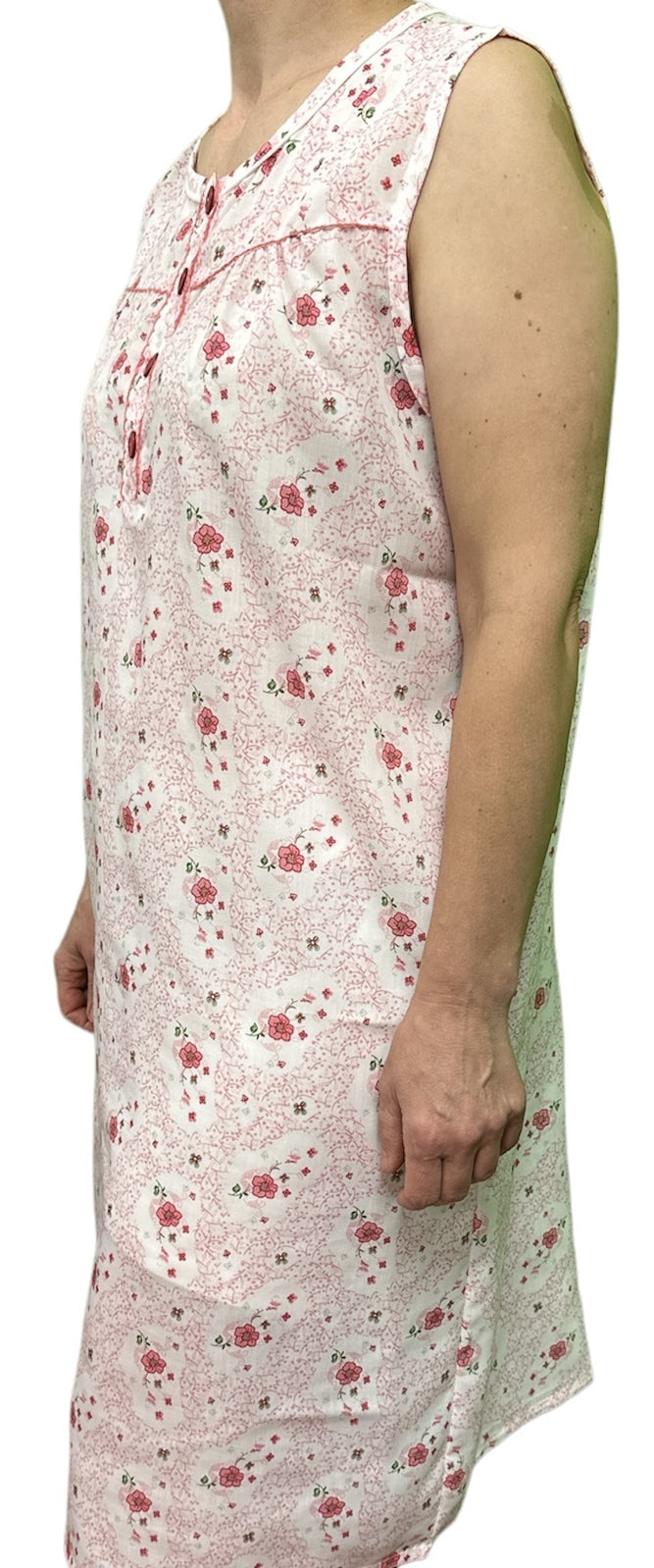 Womens 100% Cotton Sleeveless Nightie Gown Night Dress Pyjamas PJ Pajamas Sleep - Pink - 14 V563-NI-002-PINK-14