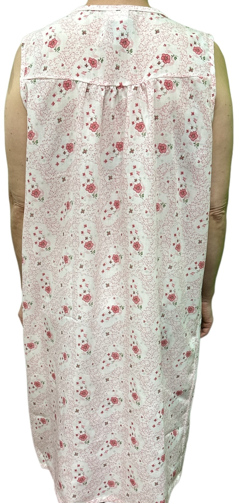 Womens 100% Cotton Sleeveless Nightie Gown Night Dress Pyjamas PJ Pajamas Sleep - Pink - 16 V563-NI-002-PINK-16