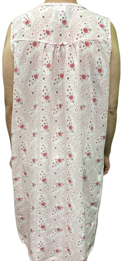 Womens 100% Cotton Sleeveless Nightie Gown Night Dress Pyjamas PJ Pajamas Sleep - Pink - 16 V563-NI-002-PINK-16