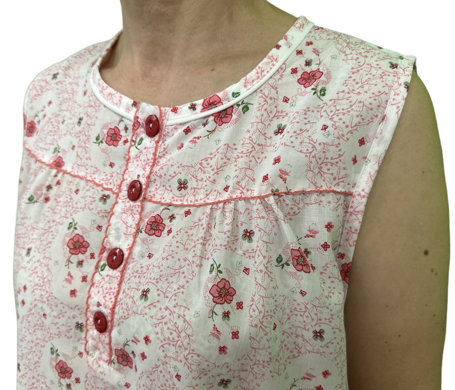 Womens 100% Cotton Sleeveless Nightie Gown Night Dress Pyjamas PJ Pajamas Sleep - Pink - 20 V563-NI-002-PINK-20