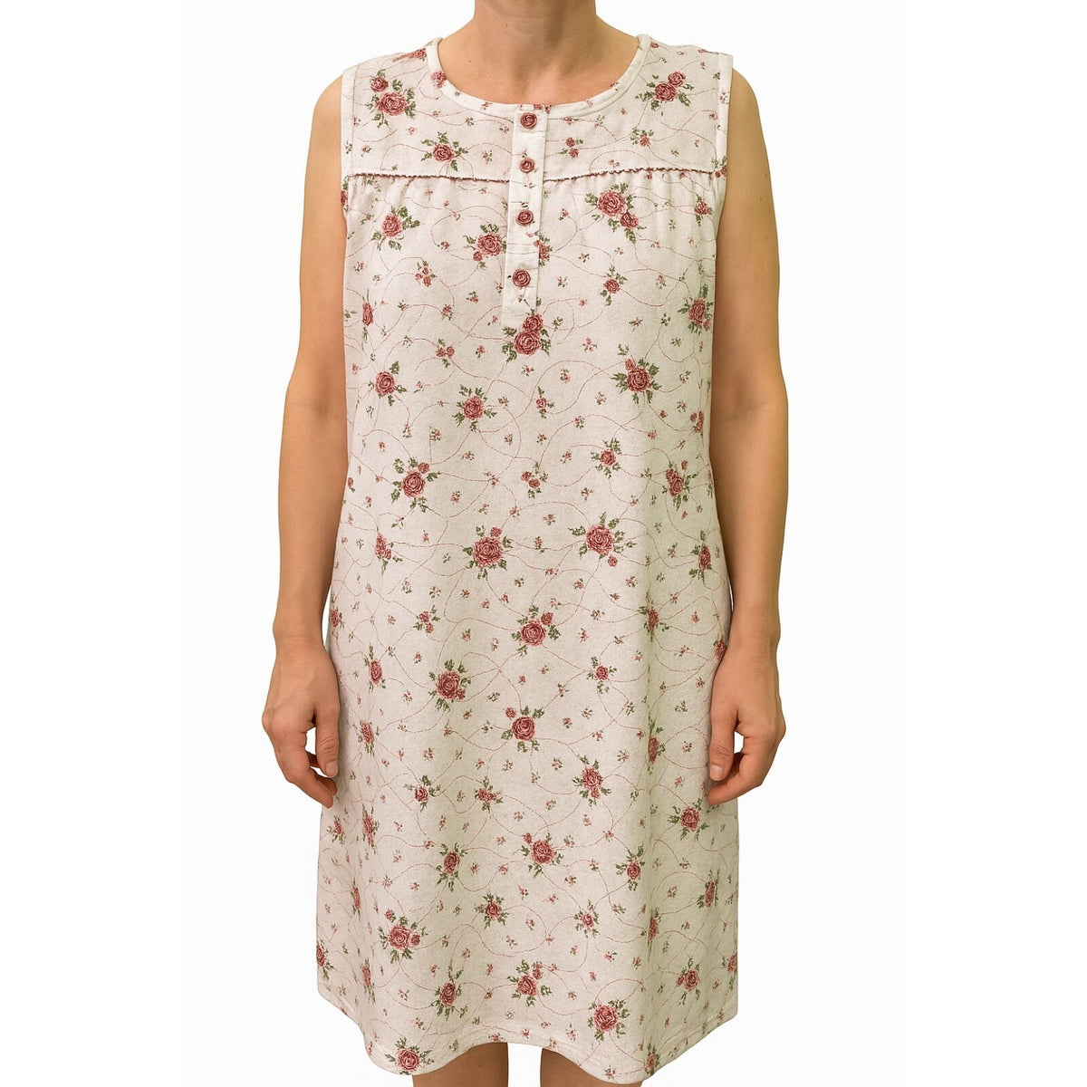 Womens 100% Cotton Sleeveless Nightie Gown Night Dress Pyjamas PJ - White - 14 V563-NI-002-WHITE-14