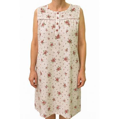 Womens 100% Cotton Sleeveless Nightie Gown Night Dress Pyjamas PJ - White - 14 V563-NI-002-WHITE-14