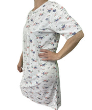 Womens Ladies Cotton Nightie Night Gown Slip Petticoat PJs Sleepwear Dress - White/Pink - 16