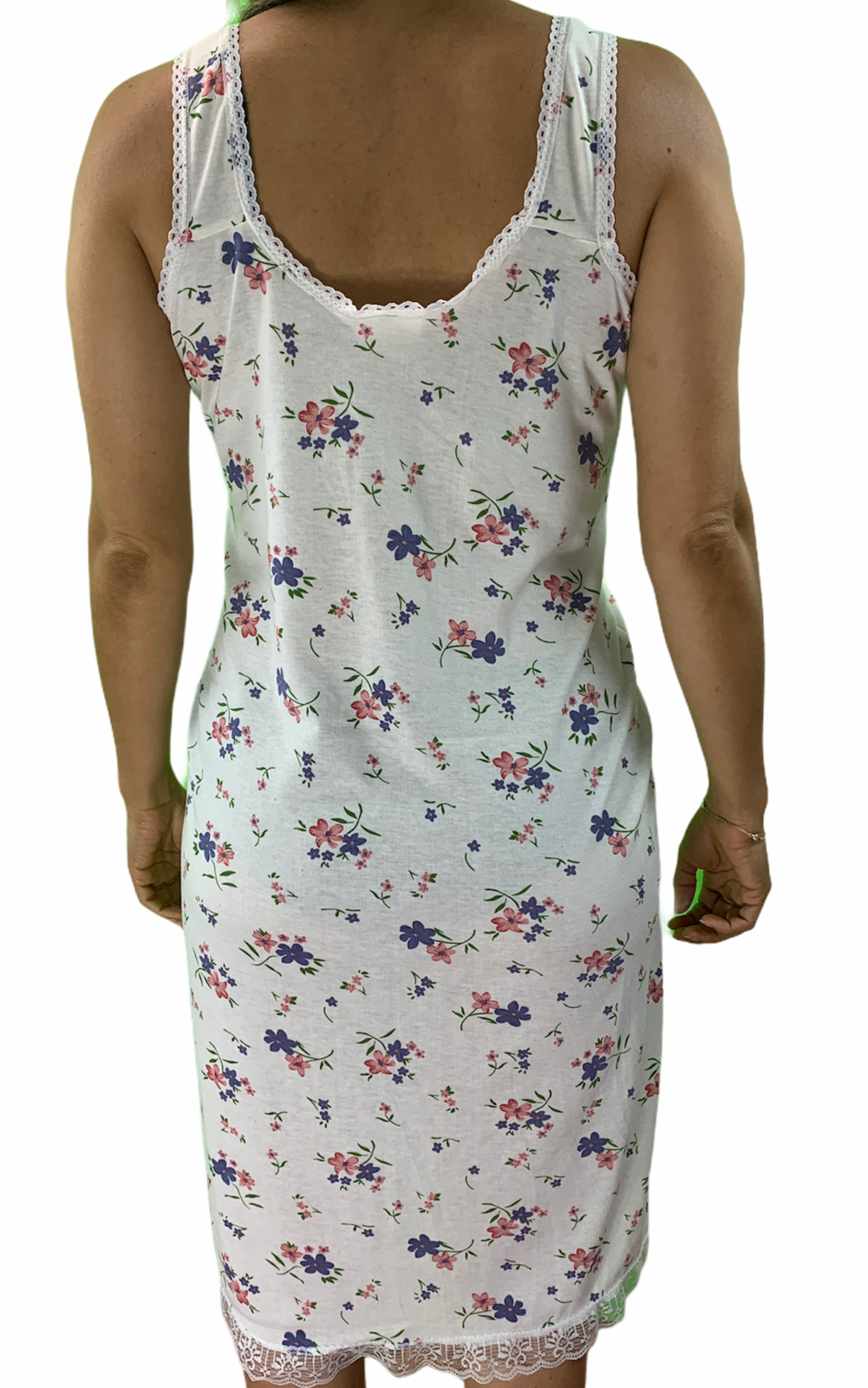 Womens Ladies Cotton Nightie Night Gown Slip Petticoat PJs Sleepwear Dress - Pink - 14 V563-NI-007-PINK-14