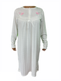 Womens Cotton Nightie Long Sleeve Night Gown Pyjamas Sleepwear Lace PJ - White - 18 V563-NI-016-WHITE-18