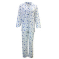 Womens Pyjama Set 100% Cotton Long Sleeve Button Up PJs Sleepwear - Blue Floral - 20