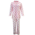 Womens Pyjama Set 100% Cotton Long Sleeve Button Up PJs Sleepwear - Pink Floral - 12