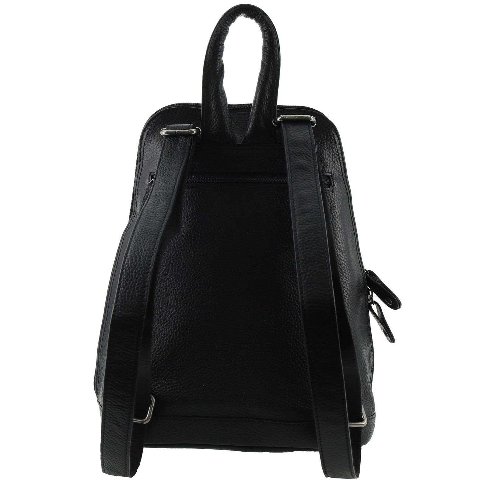 Milleni Womens Twin Zip Backpack Nappa Italian Leather Travel Bag - Black V563-NL-10767-BLACK