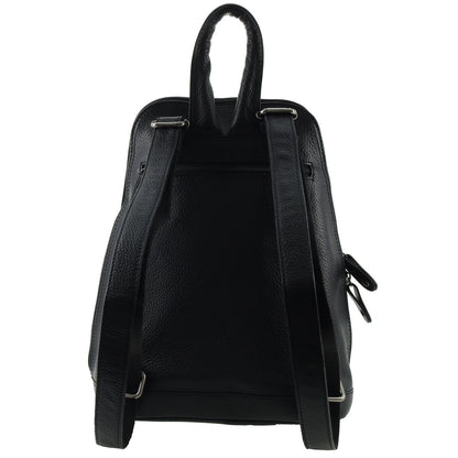 Milleni Womens Twin Zip Backpack Nappa Italian Leather Travel Bag - Black V563-NL-10767-BLACK