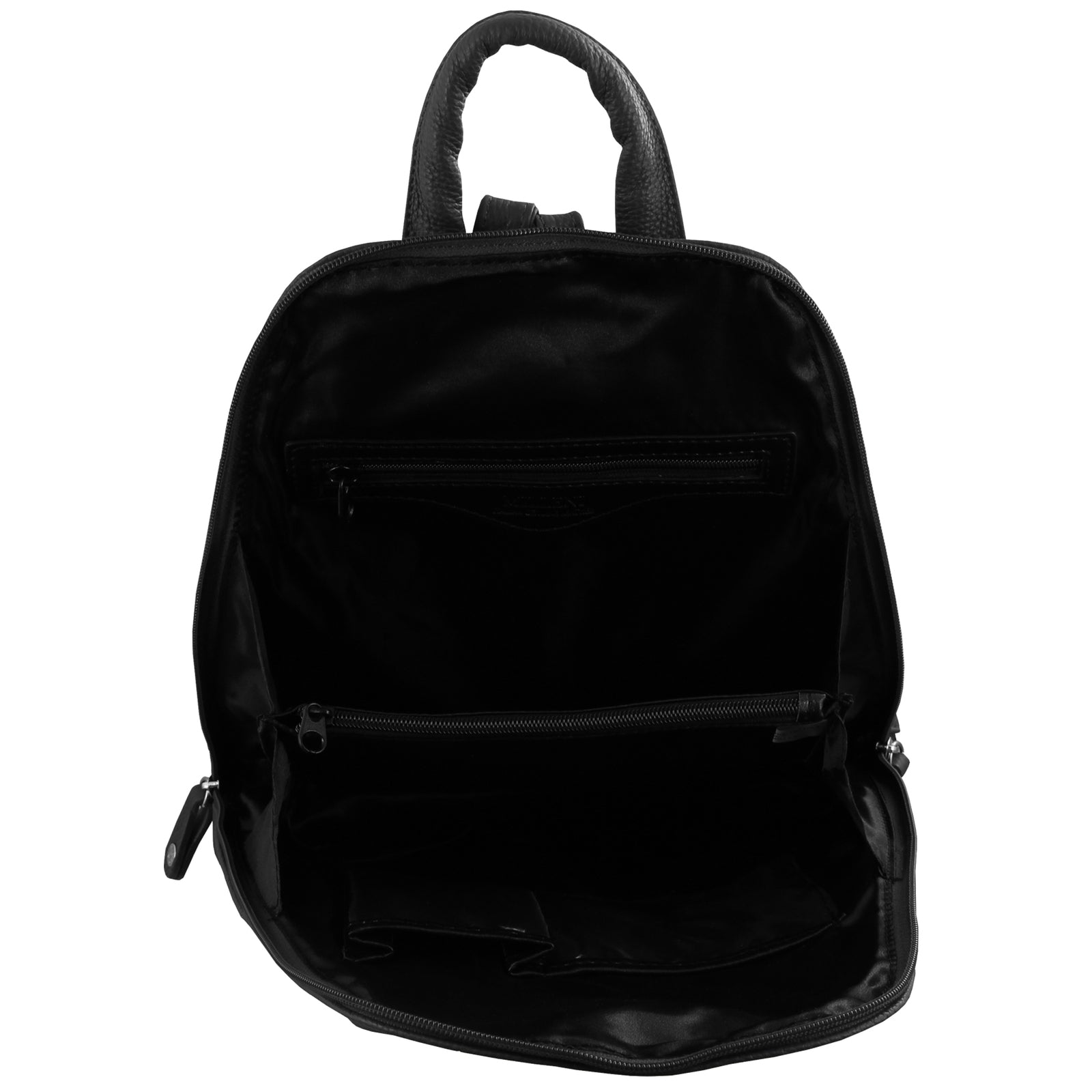 Milleni Womens Twin Zip Backpack Nappa Italian Leather Travel Bag - Black V563-NL-10767-BLACK