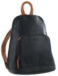 Milleni Genuine Italian Leather Soft Nappa Leather Backpack Bag Travel - Black/Cognac V563-NL-10767-BLACK_COGNAC
