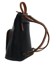 Milleni Genuine Italian Leather Soft Nappa Leather Backpack Bag Travel - Black/Cognac V563-NL-10767-BLACK_COGNAC