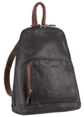 Milleni Womens Bag Italian Leather Soft Nappa Leather Backpack Travel - Black/Chestnut V563-NL-10767-BLK_CHESTNUT