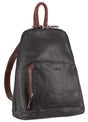 Milleni Womens Bag Italian Leather Soft Nappa Leather Backpack Travel - Black/Chestnut V563-NL-10767-BLK_CHESTNUT