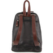 Milleni Womens Bag Italian Leather Soft Nappa Leather Backpack Travel - Black/Chestnut V563-NL-10767-BLK_CHESTNUT