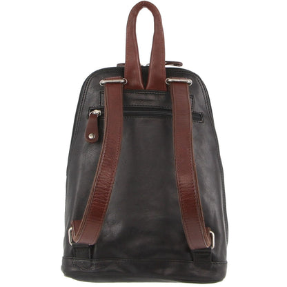 Milleni Womens Bag Italian Leather Soft Nappa Leather Backpack Travel - Black/Chestnut V563-NL-10767-BLK_CHESTNUT