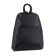 Milleni Womens Twin Zip Backpack Nappa Italian Leather Travel Bag - Navy V563-NL-10767-NAVY